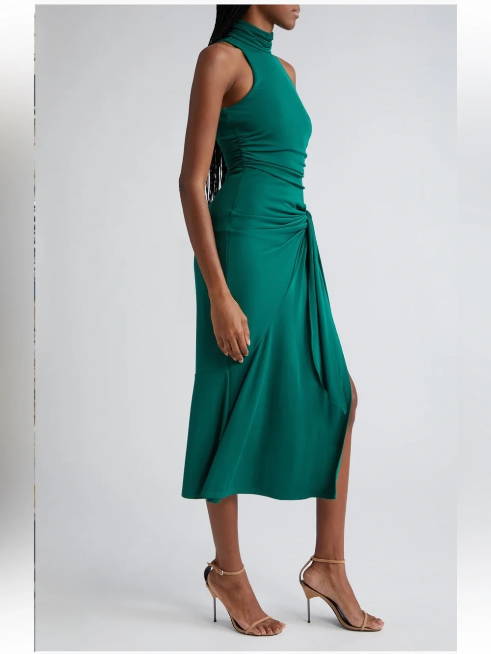 Cing à Sept Rori Sleeveless Turtleneck Midi Dress Malachite Green size 12 NWT